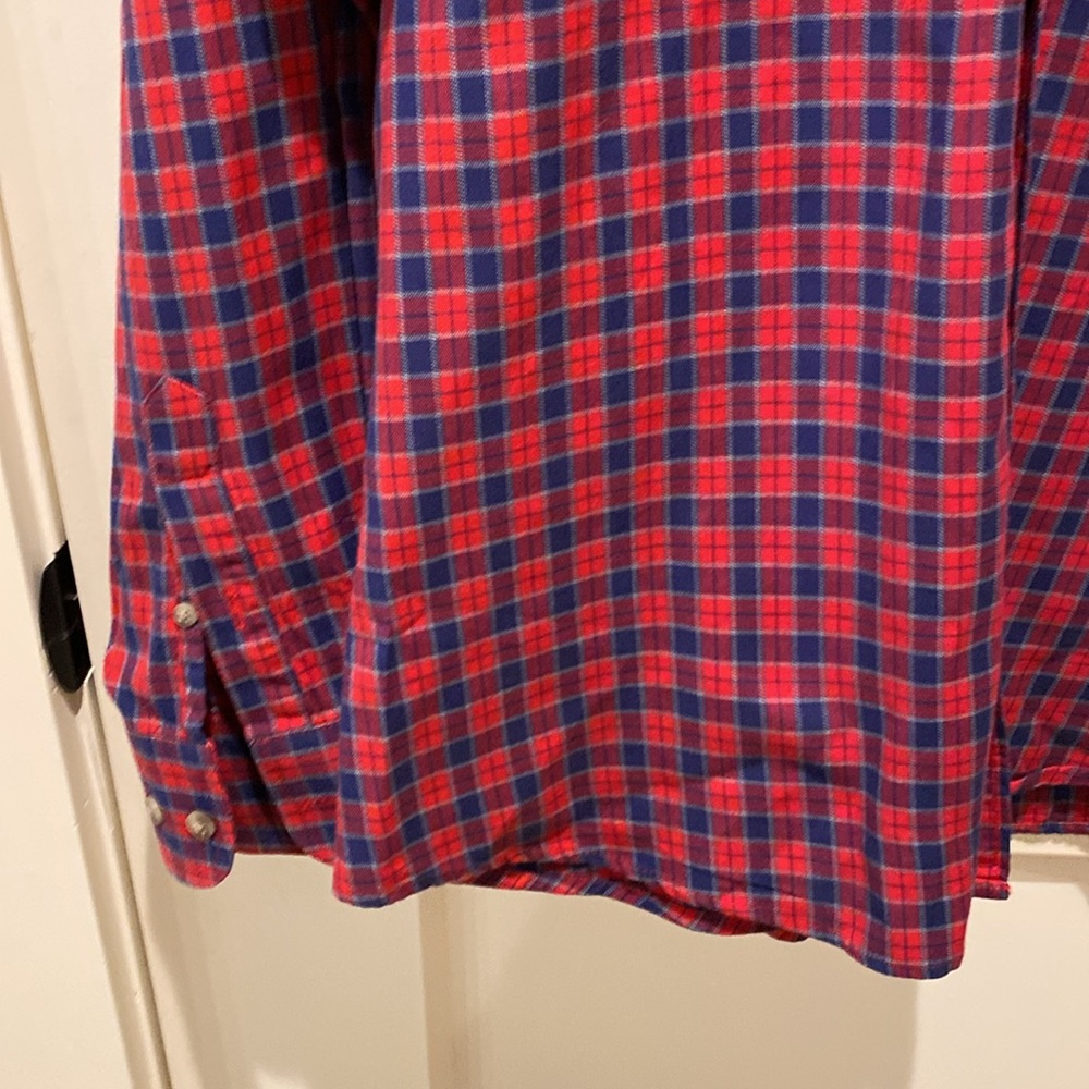 Wrangler George Straight Boys Plaid‎ Button Down.  XXL.  Red/Blue. Cowboy Cut - Picture 4 of 6